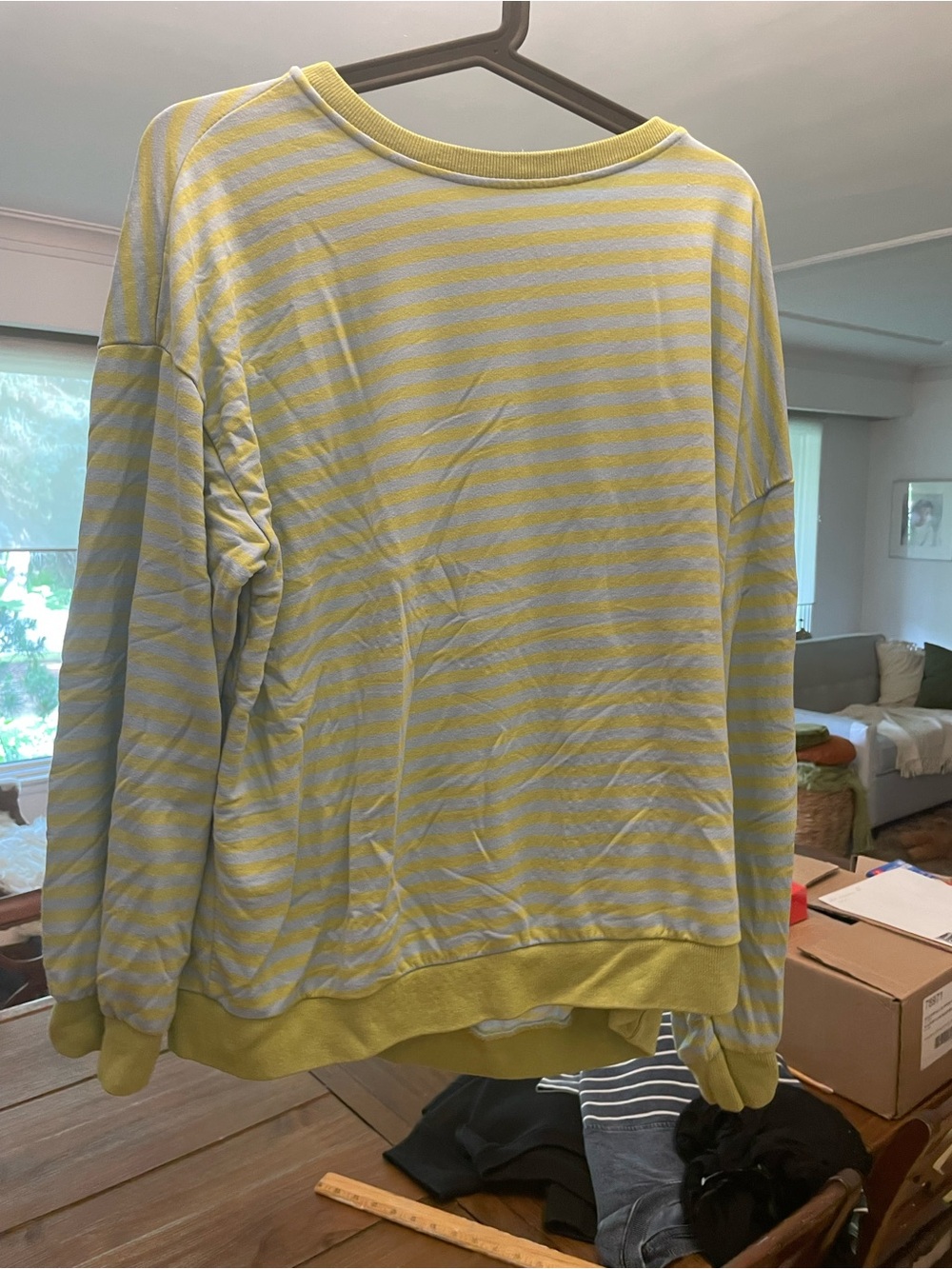 Free people dupe Light Yellow and White Striped Lightweight Sweatshirt